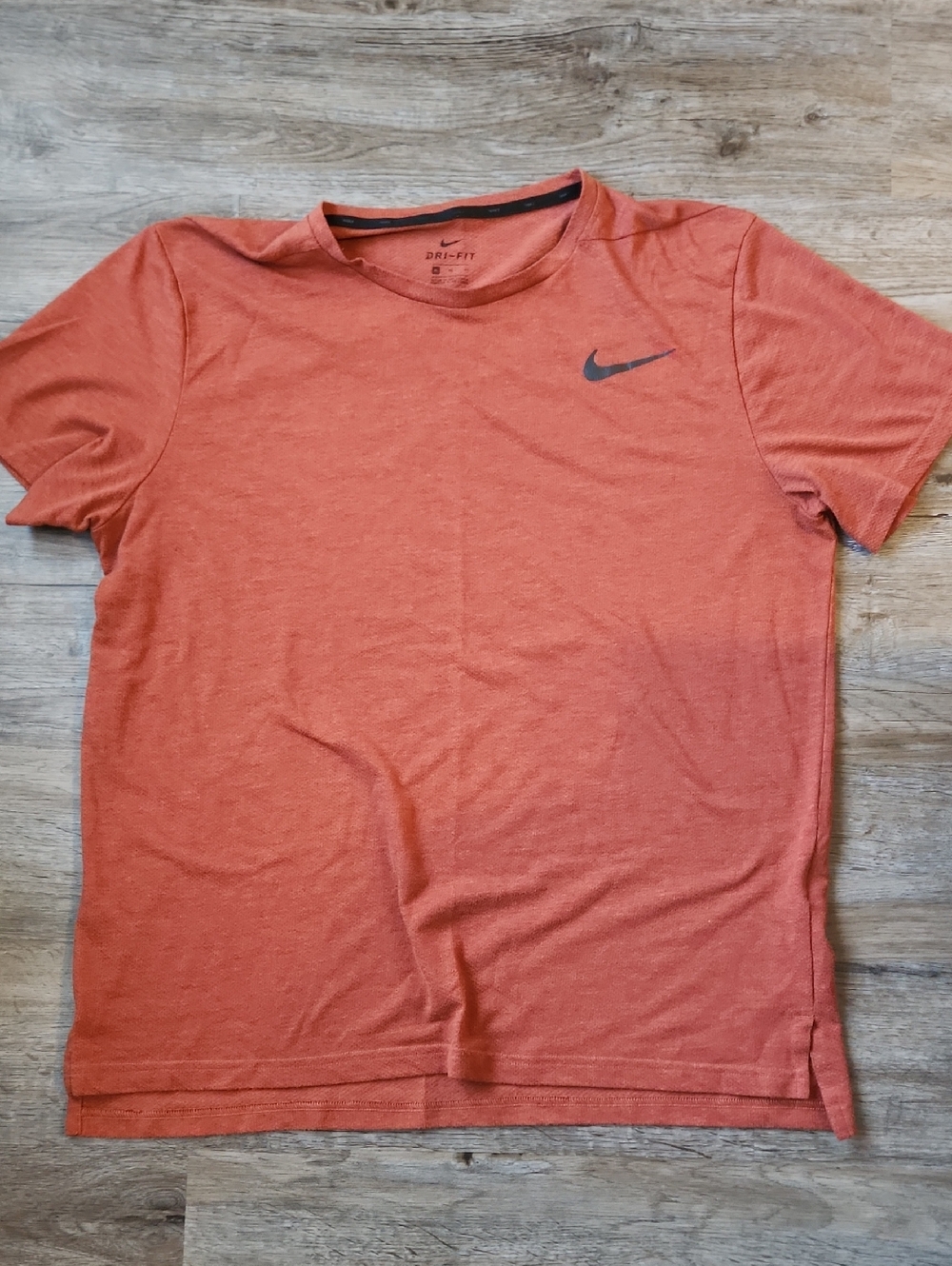 Nike Men’s Short Sleeve Dri-FIT Tee — Rust Orange with Black Swoosh